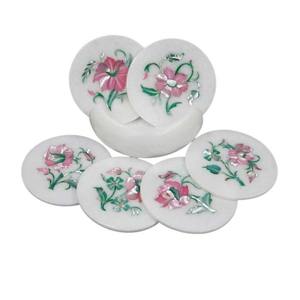 White <b>Marble</b> Inlay Coaster Mother Of Pearl Shell Inlay Coaster Pietra Dura Pearl Coaster <b>Set</b> Tea Coaster Drinkware & Barware - Product Image 1