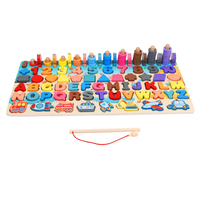 Montessori 7 in 1 Papan Aktivitas Puzzle 3D Bentuk Ikan Kayu, Permainan Edukasi Dini untuk Anak Laki-laki dan Perempuan