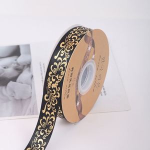 Customized Luxury Golden <b>Ribbon</b> Designs Double Face Satin Fabric Packaged Decorative Printed Logo Available Gold Silver Foil - Product Image 6