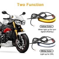 Barre lumineuse LED pour moto, amortisseur de chocs, feux de jour, clignotants, 12V, double couleur blanc jaune