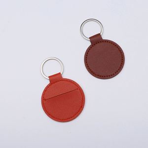 Custom Round PU Leather Keychain <b>Holder</b> for Medals, Coins, or Badges, Personalized <b>Key</b> Ring with Logo for Promotional Gifts - Product Image 3