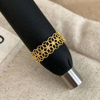 Vergoldeter Hohler Blumen-Offener Ring Vintage Filigran Breiter Verstellbarer Statement-Fingerring Damen Modeschmuck