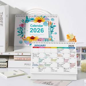 ปฏิทินตั้งโต๊ะภาษาอังกฤษปี 2026 ปฏิทินตั้งโต๊ะแบบเรียบง่ายและสร้างสรรค์ พร้อมสมุดบันทึกตารางเวลาและวันหยุดหลายประเทศ - Product Image 1