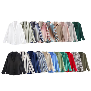 Camisa de mujer Fabricantes personalizados ODM Rayas Turn Down Collar Manga larga Button Down Tops Trabajo Oficina Blusas formales personalizadas - Product Image 1