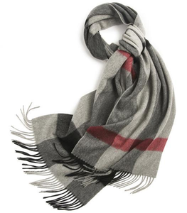 Écharpe en laine à carreaux longue réversible avec franges, hiver, femme adulte, usage quotidien, motif gris rouge noir - Product Image 1