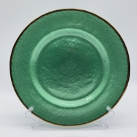 Assiette de présentation en verre multicolore Plats en verre vert Assiettes de présentation en verre à bord doré pour décorations de mariage
