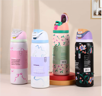 Bouteille d'eau sport isotherme à double paroi avec LOGO personnalisé 24oz/32oz en acier inoxydable avec bouchon et paille