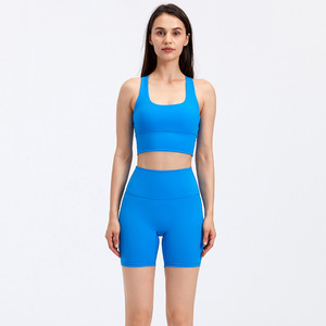 Vente en gros Short de <span class=keywords><strong>sport</strong></span> de yoga à séchage rapide croisé dans le dos pour femmes, ensemble de deux pièces courtes - Product Image 6