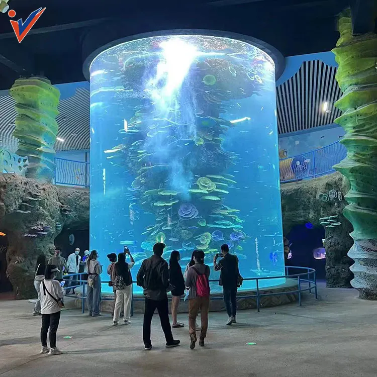 Aquarium transparent de conception moderne faite sur commande d'usine aquarium cylindrique acrylique, poisson de réservoir acrylique
