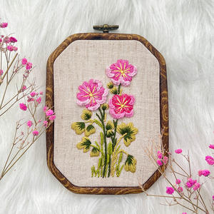 Kit de broderie florale DIY, peinture décorative suspendue faite à la main, broderie au point de croix, style européen, tissu gris, feuilles de lys - Product Image 6