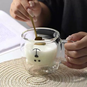 250ml Crianças <span class=keywords><strong>Cute</strong></span> Duck <span class=keywords><strong>Cat</strong></span> Coffee Mugs Double Wall Isolated <span class=keywords><strong>Glass</strong></span> Espresso Cup para o Presente - Product Image 3