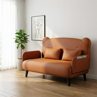 Canapé-lit deux places pliable tout-en-un avec cadre en acier, convertible en siège inclinable, en cuir microfibre, moderne et simple pour salon
