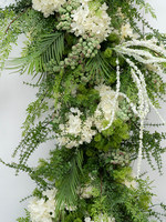 Arche de fleurs artificielles en soie d'hortensia vert et blanc pour toile de fond de mariage, fête, guirlande florale de fenêtre pour location événementielle