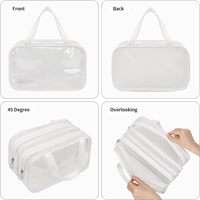 Femmes Hommes Trousse de toilette transparente Sac de voyage étanche Sac de douche à vidange séparée sèche/humide avec poignée