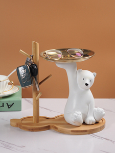 Unique mignon ours polaire résine artisanat créatif dessin animé ornement pour salon meuble TV plateau décoration clé stockage idée cadeau - Product Image 4