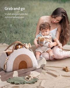 حقيبة الحفاضات المحمولة للحفاضات العملية منظم العلبة منظم السيارة تصميم أنيق سلال حفاضات القطن حبل - Product Image 6