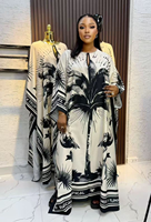 Robe Kaftan Ample Imprimée Flamants Roses Noirs et Blancs Tendance 2026 – Robe Africaine d'Été Imprimée Grande Taille pour Femme