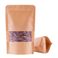Sacs en Papier Kraft à Fermeture Éclair Bruns avec Fenêtre, Doypack Refermables, pour Thé, Café, Bonbons et Emballage Alimentaire