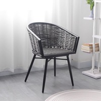 Chaise à dossier nordique légère de luxe faite à la main en rotin chaise moderne en métal pour balcon et table à thé combinaison Internet célébrité