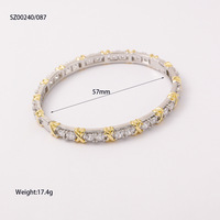 Bracelet élégant bicolore en cuivre électroplaqué avec zirconium incrusté, luxe léger, inaltérable, polyvalent pour femme