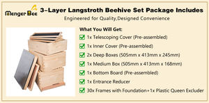 Nueva Colmena de Abejas para Apicultura, 10 Cuadros, 3 Niveles, Colmena Langstroth de Abeto Chino - Product Image 5