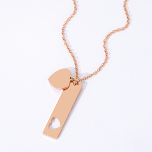 Collier en acier inoxydable Ywyougang - Pendentif double <span class=keywords><strong>cœur</strong></span> et barre, gravure personnalisée, multicolore pour usage quotidien et cadeau - Product Image 5