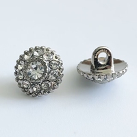 Prendas de abrigo de calidad para mujer Botones de vástago de diamantes de imitación de metal Botones redondos de plata de lujo hechos de aleación de zinc