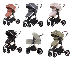 Passeggino di Lusso 3-in-1 in Cotone per Neonati, con Telaio Personalizzato in Lega di Alluminio Dorato, Pieghevole, per 0-3 Anni Greensky - Product Image 6