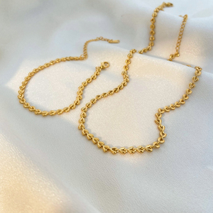 Thời Trang 18K Vàng Thép Không Gỉ Hollow Tim Dệt Cuba Vòng Cổ Vòng Đeo Tay Phụ Kiện Mới Bộ Đồ Trang Sức <span class=keywords><strong>2025</strong></span> - Product Image 2