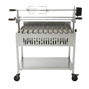 Parrilla Tradicional Griega Souvla de Acero Inoxidable, Barbacoa Cipriota Foukou a Carbón con Brochetas Giratorias Automáticas de Múltiples Niveles - Product Image 1