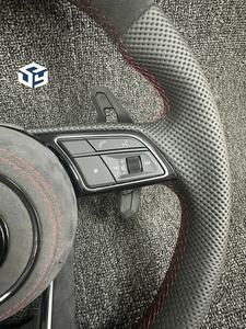 Volant personnalisé <span class=keywords><strong>S</strong></span> <span class=keywords><strong>Line</strong></span> en cuir semi-perforé et fibre de carbone pour <span class=keywords><strong>Audi</strong></span> A3 A4 B8.5 A5 A6 C7 C8 S3 S4 S5 B9 RS3 8V RS7 - Product Image 3