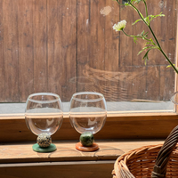 Tasse en verre transparente avec pierres précieuses artificielles de luxe légères, boule ronde colorée, tasse en verre de couleur contrastante