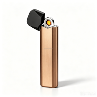 Briquet à Arc Haut de Gamme UE, Chromé Brillant, Rechargeable, Sans Flamme, Coupe-Vent, Batterie au Lithium, Incrustation Dorée, Idéal pour Banquets d'Affaires