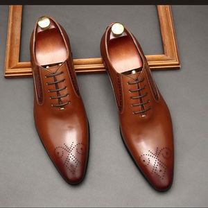 Nouvelles Chaussures Oxford en Cuir pour Hommes Brookes à Bout Pointu Gravé - Légères, Respirantes, Confortables, Formelles, Décontractées, Habillées - Product Image 4