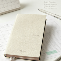 Carnet de planification personnalisé en cuir PU avec reliure cousue, 80 feuilles, organisateur de marque-pages, journal pour la gestion du temps, cadeau