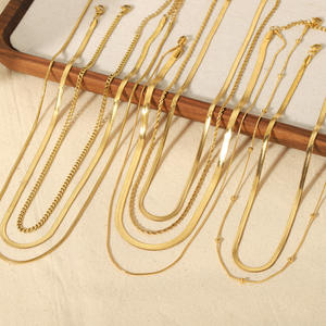 Mehrlagige Halskette Doppellagige Edelstahl 18K Vergoldete Klingenkette Damen Modeschmuck Anlauffreie Halskette - Product Image 1