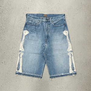 Shorts en jean baggy pour hommes, prix usine, design personnalisé, déchirés, longueur genou, vente en gros - Product Image 1