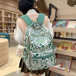 Student <b>Backpack</b> Graffiti Pattern 18 In Large Capacity <b>School</b> Bag For Girls High <b>School</b> Junior High Education Use - Product Image 2