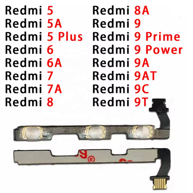 For Xiaomi Redmi 5 Plus 5A 6 6A 7 7A 8 8A 9A 9C 9T 9 Prime Power Side Button Switch Volume Key Power On Off Flex Cable fix Parts