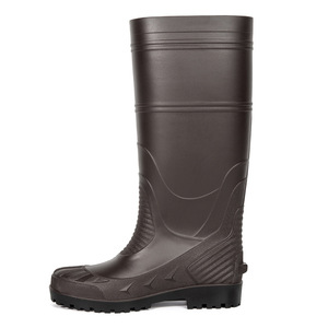 Yüksek Bilekli PVC Üst Yüzeyli Yağmur Botları Kaymaz Aşınmaya Dayanıklı Su Geçirmez Pantolonlar Unisex File Kumaş Astarlı Termal Plastik Dış Taban Kahverengi Su Geçirmez - Product Image 2