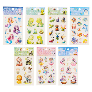 6 unids/pack pegatinas de transferencia de agua brazo pegatinas niños cara pegatinas colorido dibujos animados cara tatuaje - Product Image 5