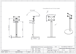 Soporte Giratorio de 360 Grados con Altura Ajustable para Tablet, Soporte de Piso Metálico con Inclinación de 90 Grados para <span class=keywords><strong>iPad</strong></span> y Tablets Universales - Product Image 6
