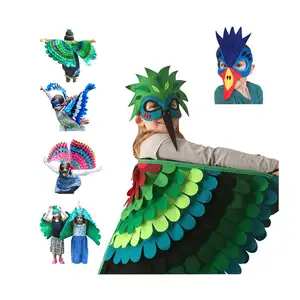 フェルトウィングケープギフトセットハロウィンカーニバルパーティークリエイティブチルドレンキッズアニメマント用の装飾されたサマーキャップ