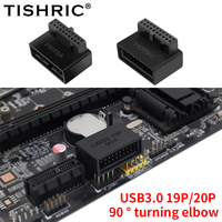 TISHRIC USB 3.0 19-Pin 20-Pin Buchsenadapter, abgewinkelt um 90 Grad, für Desktop-Computer-Motherboard, interner Header, USB3.0 19/20P-Stecker