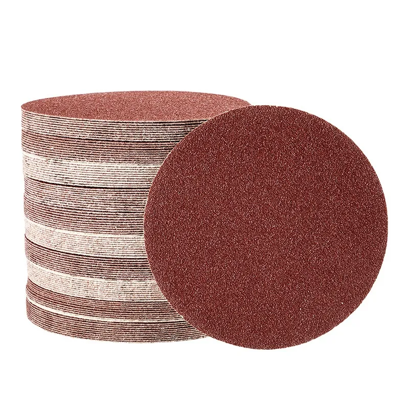 100 Uds 4 "5" 7 "9" óxido de aluminio arena roja disco de papel de lija de terciopelo papel de lija de molienda de aire papel de lija autoadhesivo
