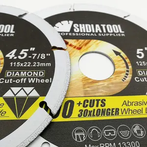 SHDIATOOL-disco de corte de Metal de diamante soldado al vacío, 4,5 pulgadas, 115mm, hoja de rueda, tubo de acero de corte, barra de hierro, acero angular