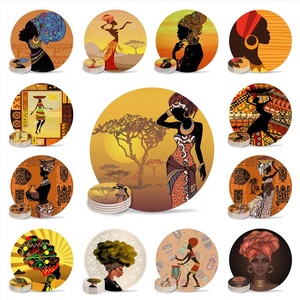 Juego <span class=keywords><strong>de</strong></span> Posavasos <span class=keywords><strong>de</strong></span> Cerámica con Base <span class=keywords><strong>de</strong></span> <span class=keywords><strong>Corcho</strong></span>, Diseño Vintage <span class=keywords><strong>de</strong></span> Mujer Africana Egipcia, <span class=keywords><strong>para</strong></span> <span class=keywords><strong>Mesa</strong></span> <span class=keywords><strong>de</strong></span> Centro Americana - Product Image 1