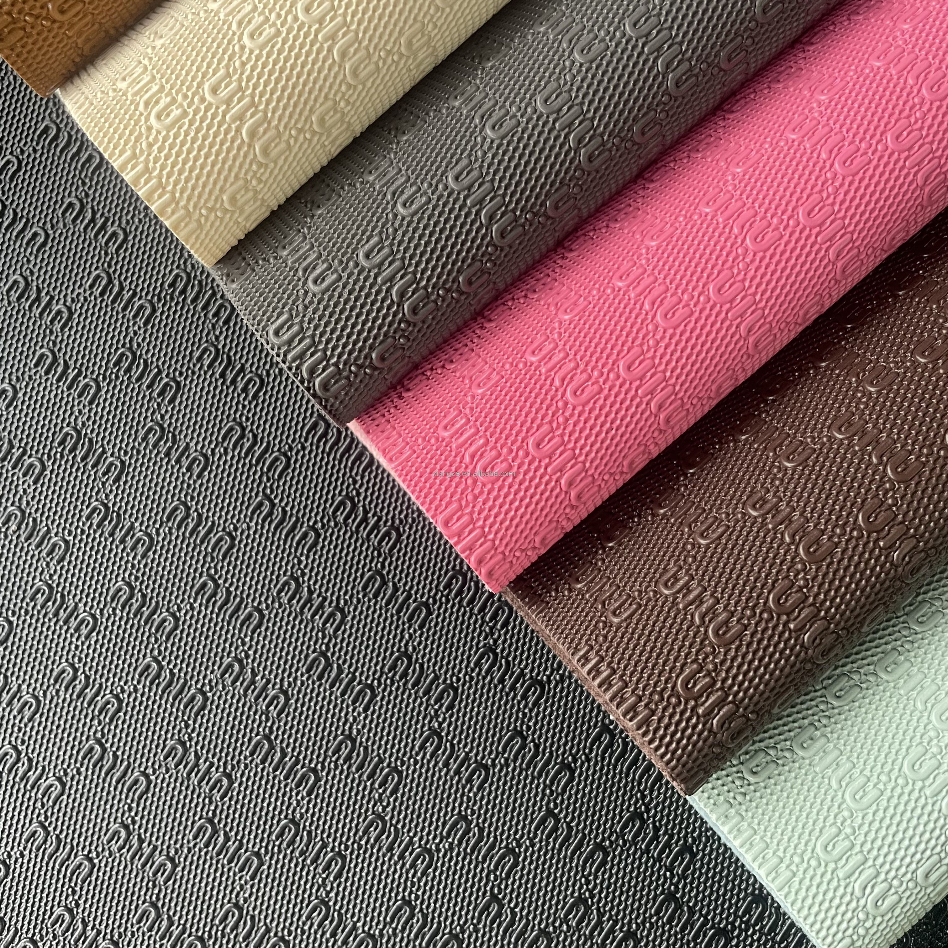 Embossed PVC Synthetic Leather Custom Logo Pattern Faux Leather For Wallets Handbags Bags
