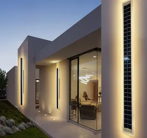 Luz LED de pared moderna para exteriores, resistente al agua IP65, accesorio de energía Solar, Rectangular, esmerilado, acrílico blanco, antioxidante