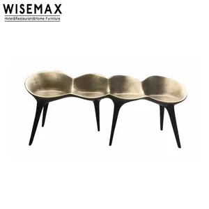 WISEMAX FURNITURE Hotel Lobby Decorative Furniture Creative Design Caterpillar Shape Ottoman Stool Fiberglass Bench For Waiting